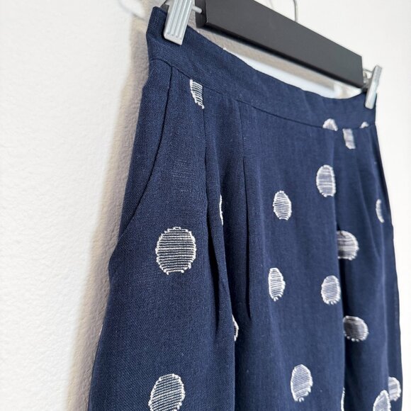 NWT Bridge & Burn Navy Polka Dot Skirt Size Small Linen Cotton Blend - Picture 2 of 13